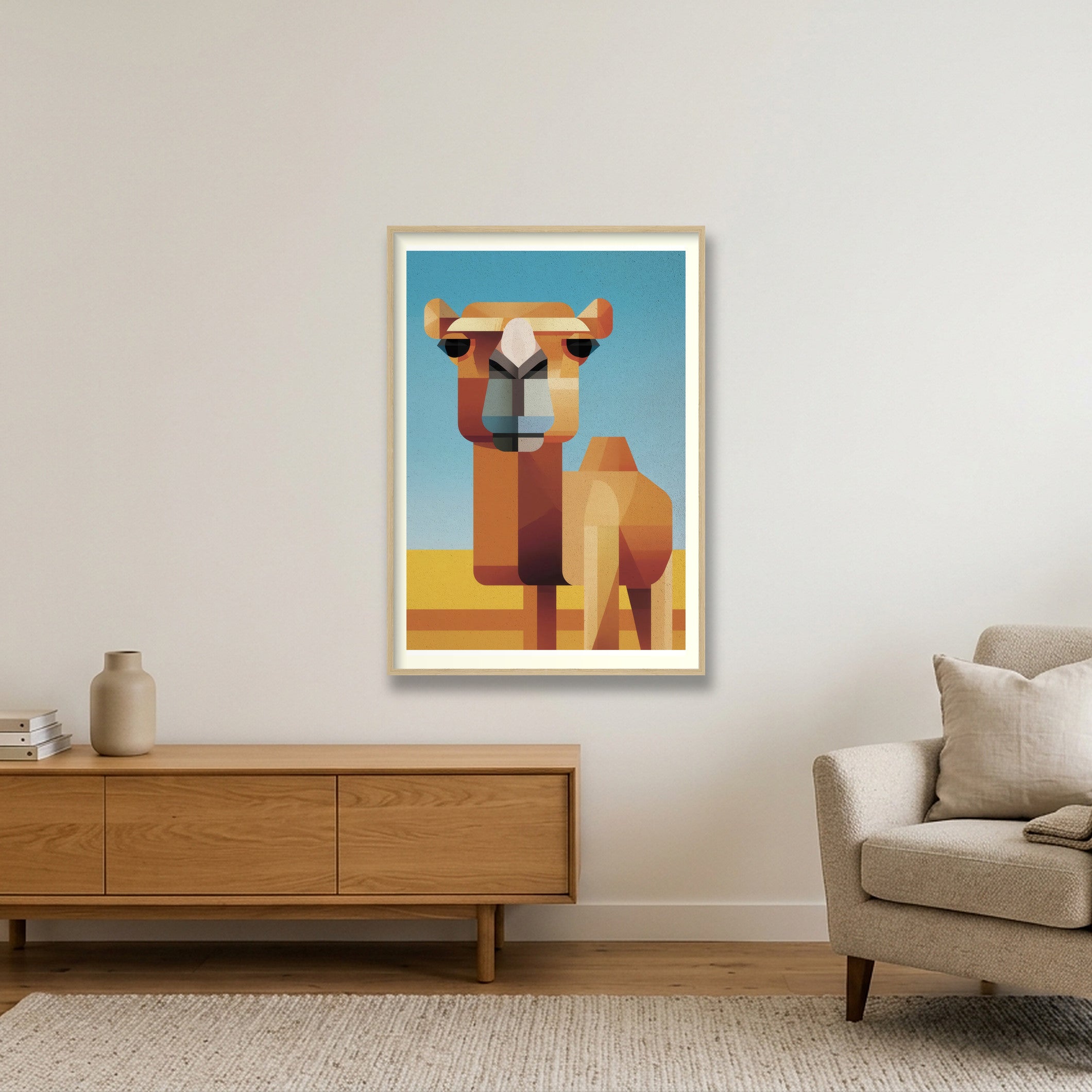 A Face Made of Dunes — 70×100cm, 28×39" Oak Frame